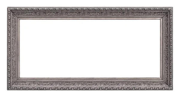 Панорамная Серебряная Рамка Картин Зеркал Фотографий Белом Фоне — стоковое фото