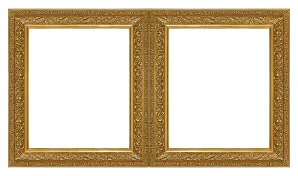 白い背景に孤立した絵画 写真のための二重黄金のフレーム — ストック写真