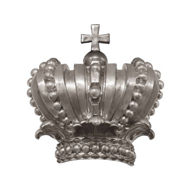 Gümüş taç beyaz arka plan üzerinde izole. Kırpma yolu ile tasarım öğesi