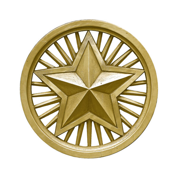 Decorative golden star isolated on white background. Design element with clipping path