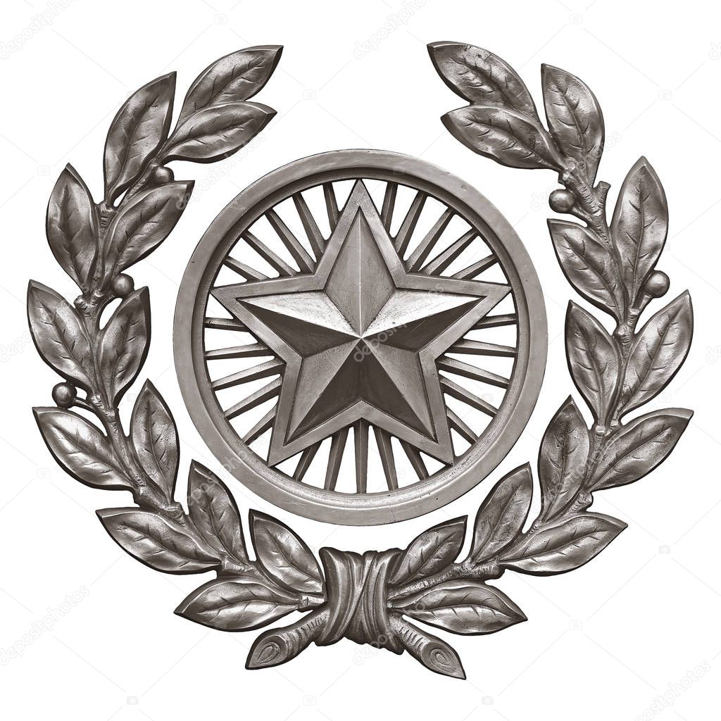 Decorative silver star isolated on white background. Design element with clipping path