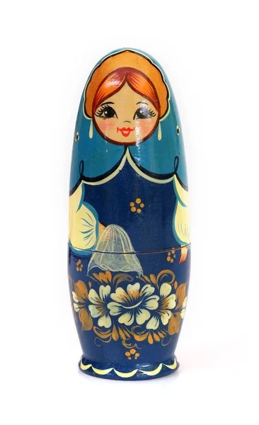 Brinquedo Madeira Tradicional Russo Matryoshka Isolado Fundo Branco — Fotografia de Stock