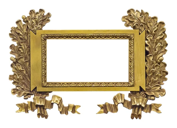 Χρυσό Πλαίσιο Για Πίνακες Καθρέφτες Φωτογραφία Που Απομονώνονται Λευκό Φόντο — Φωτογραφία Αρχείου