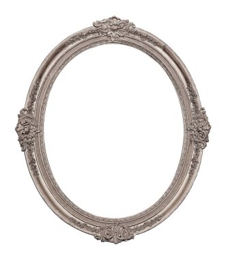 Beyaz arka planda izole edilmiş resimler, aynalar ya da fotoğraf için gümüş çerçeve. Kırpma yolu ile tasarım ögesi