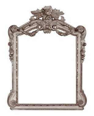 Beyaz arka planda izole edilmiş resimler, aynalar ya da fotoğraf için gümüş çerçeve. Kırpma yolu ile tasarım ögesi