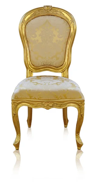 Złote Krzesła Izolowane Białym Tle Element Projektu Ścieżką Przycinającą — Zdjęcie stockowe