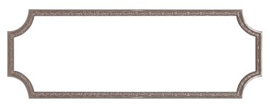 Beyaz arka planda izole edilmiş resimler, aynalar veya fotoğraf için panoramik gümüş çerçeve. Kırpma yolu ile tasarım ögesi