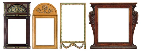 隔离在白色背景下的一组用于绘画 镜子或照片的木制框架 — 图库照片