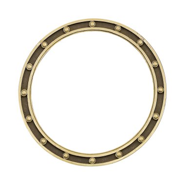 Beyaz arka planda izole edilmiş resimler, aynalar ya da fotoğraf için altın yuvarlak çerçeve. Kırpma yolu ile tasarım ögesi