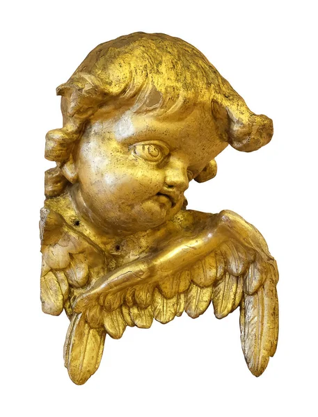 Golden Angel Isolerad Vit Bakgrund Designelement Med Klippbana — Stockfoto