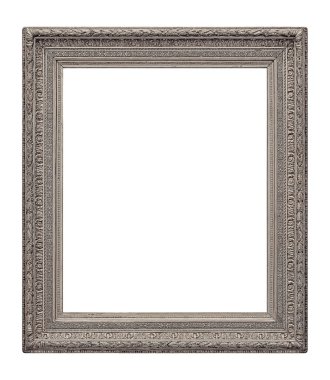 Beyaz arka planda izole edilmiş resimler, aynalar ya da fotoğraf için gümüş çerçeve. Kırpma yolu ile tasarım ögesi