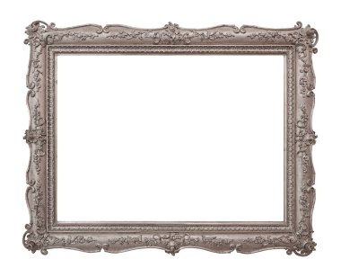 Beyaz arka planda izole edilmiş resimler, aynalar ya da fotoğraf için gümüş çerçeve. Kırpma yolu ile tasarım ögesi