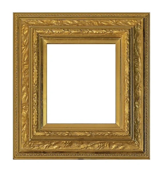 Zlatý Obdélníkový Rám Pro Malby Zrcadla Nebo Fotografie Izolované Bílém — Stock fotografie