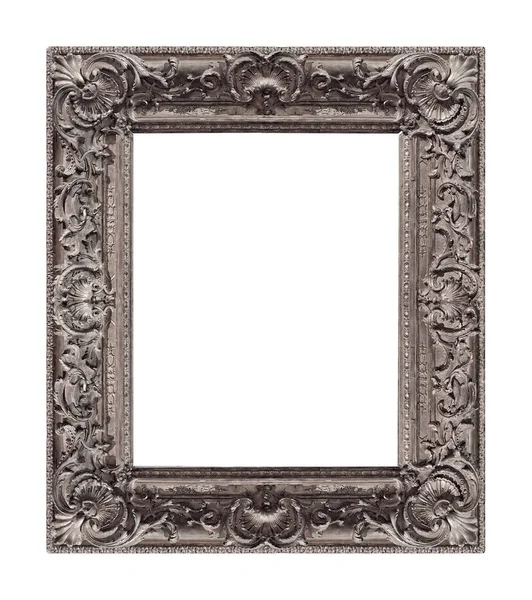 Moldura Prata Para Pinturas Espelhos Fotos Isoladas Fundo Branco Elemento — Fotografia de Stock