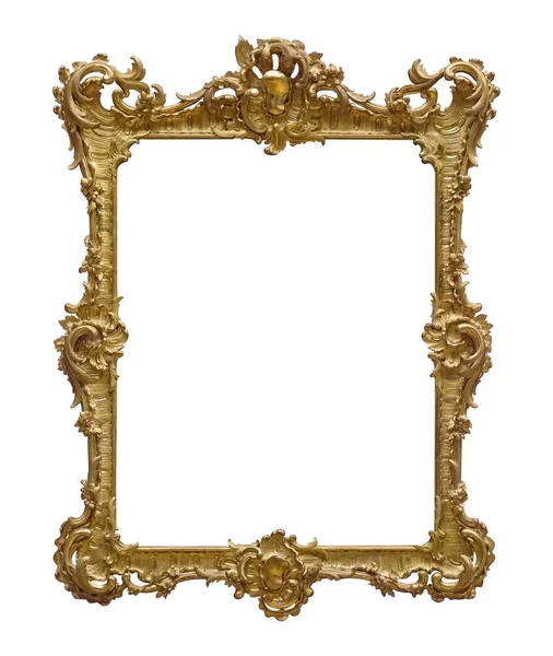 Gyllene Ram För Målningar Speglar Eller Foto Isolerad Vit Bakgrund — Stockfoto
