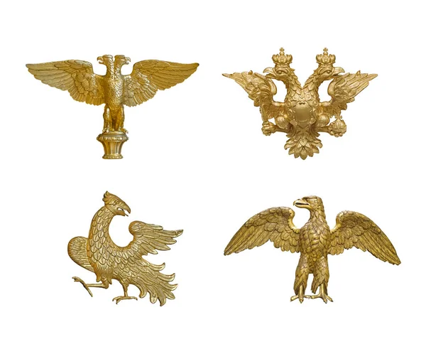 Brasão Armas Ouro Águias Isoladas Sobre Fundo Branco — Fotografia de Stock