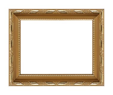 Beyaz arkaplanda izole edilmiş resimler, aynalar veya fotoğraf için altın çerçeve