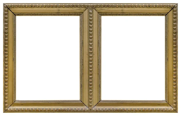 双金框 Diptych 用于在白色背景下隔离的绘画 镜子或照片 — 图库照片