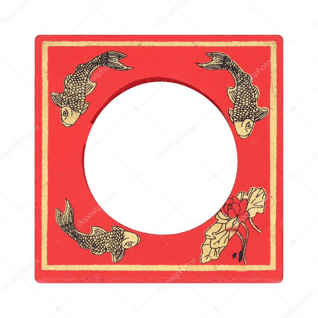 Red wooden frame in chinese style for paintings, mirrors or phot