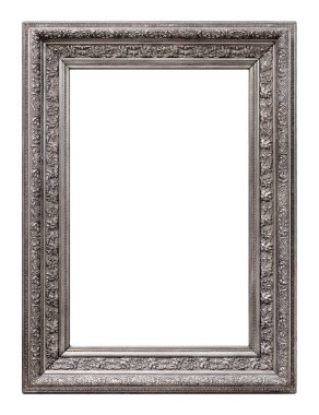 Beyaz arka planda izole edilmiş resimler, aynalar ya da fotoğraf için gümüş çerçeve. Kırpma yolu ile tasarım ögesi
