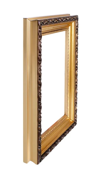 Goldener Rahmen Für Gemälde Spiegel Oder Foto Perspektivischer Ansicht Isoliert — Stockfoto
