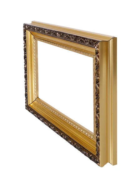 Beyaz Arkaplanda Izole Edilmiş Resim Ayna Veya Fotoğraf Için Altın — Stok fotoğraf