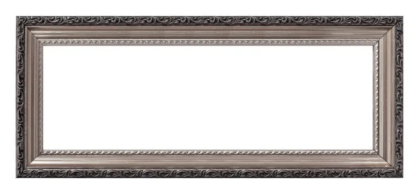 Panoramic Silver Frame Paintings Mirrors Photo Isolated White Background — Stock Photo, Image