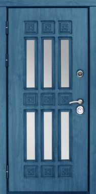 Giriş metal kapıları beyaz arkaplanda izole edilmiş.