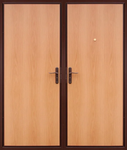 Modell Der Doppelten Eingangstüren Aus Metall Isoliert Auf Weißem Hintergrund — Stockfoto