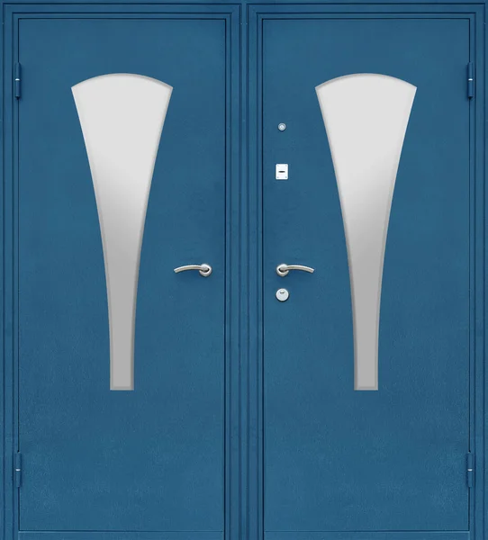 Model Podwójnych Drzwi Wejściowych Metalowych Izolowanych Białym Tle — Zdjęcie stockowe