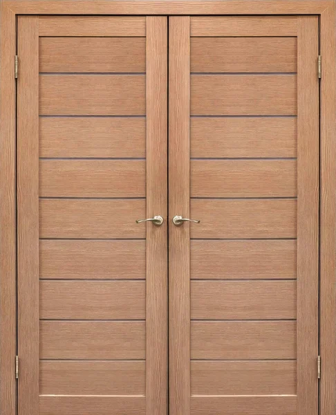 Entrance Double Door Interior Wooden Door Isolated White Background — Stock Photo, Image