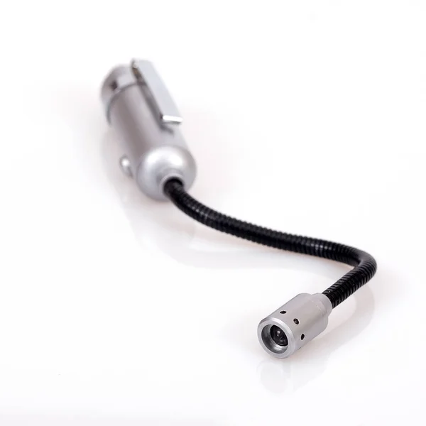 Miniature Pocket Flashlight Repair Work Flexible Tip Isolated White Background — Stock Photo, Image