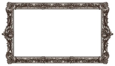 Beyaz arka planda izole edilmiş resimler, aynalar ya da fotoğraf için gümüş çerçeve. Kırpma yolu ile tasarım ögesi