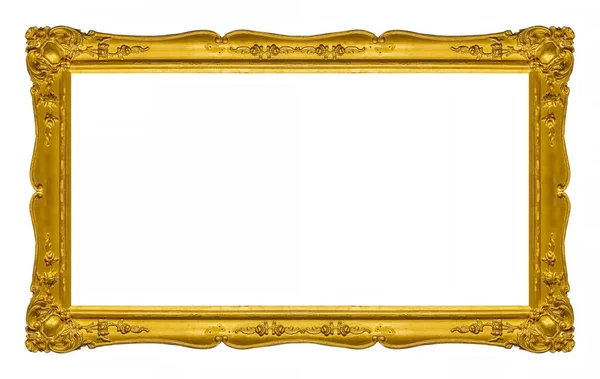 Панорамна Золота Рамка Картин Дзеркал Або Фото Ізольована Білому Тлі — стокове фото