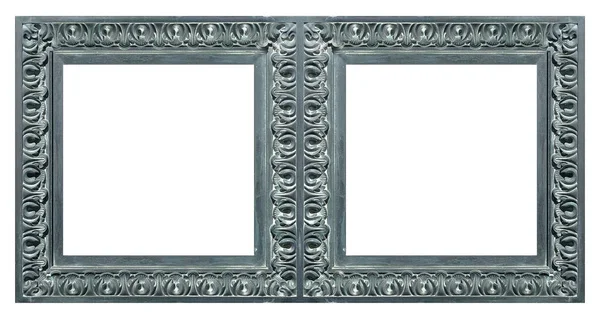 Double Bronze Frame Diptych Paintings Mirrors Photos Isolated White Background — Stock Photo, Image