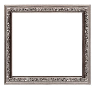 Beyaz arkaplanda izole edilmiş resimler, aynalar veya fotoğraf için gümüş çerçeve