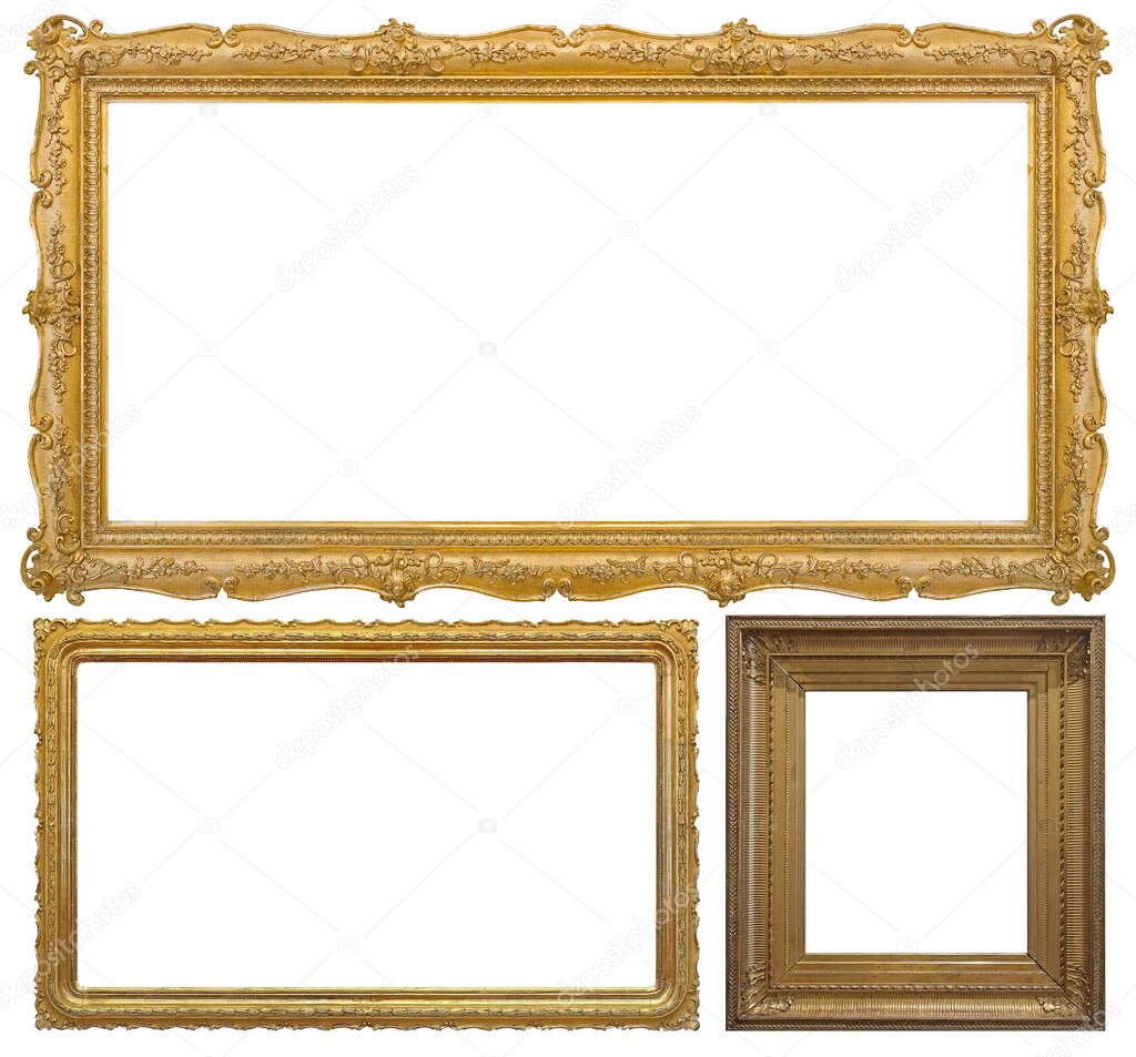 Set Cornici Dorate Quadri Specchi Foto Isolate Sfondo Bianco - Foto Stock:  Foto, Immagini © Prokrida 398892926