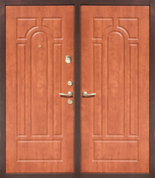 白い背景に隔離された二重入口金属ドアのモデル — ストック写真