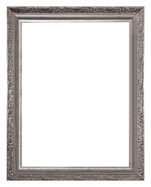 Beyaz arkaplanda izole edilmiş resimler, aynalar veya fotoğraf için gümüş çerçeve