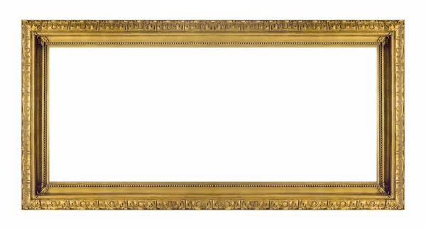 Panoramisch Gouden Kader Voor Schilderijen Spiegels Geïsoleerde Foto — Stockfoto