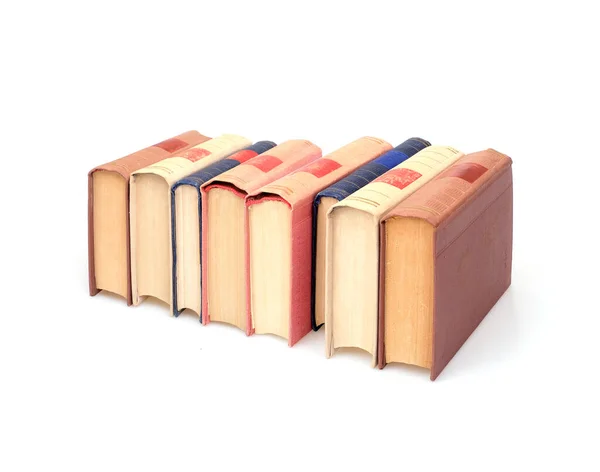 Pilha Livros Capas Coloridas Com Folhas Brancas Isoladas Sobre Fundo — Fotografia de Stock