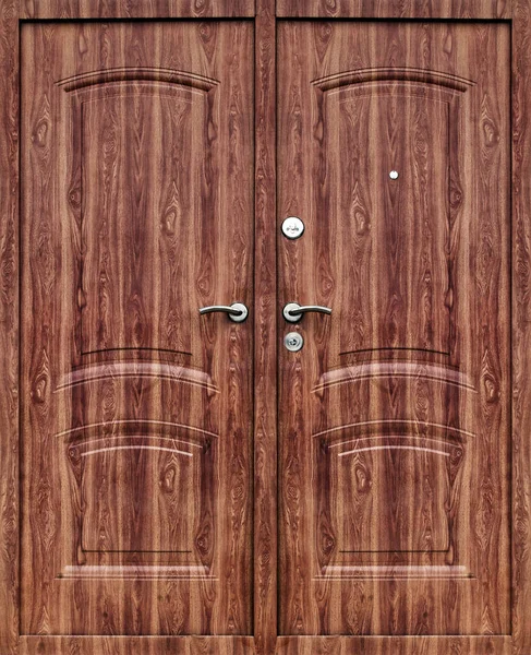 Модель Подвійних Вхідних Металевих Дверей Ізольовано Білому Тлі — стокове фото