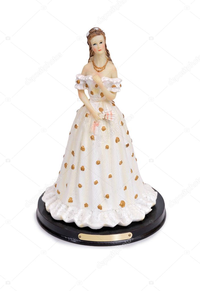 Travel souvenir. Figurine of the Austrian Empress isolated on a white background. Design element with clipping path