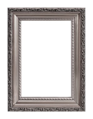 Beyaz arkaplanda izole edilmiş resimler, aynalar veya fotoğraf için gümüş çerçeve