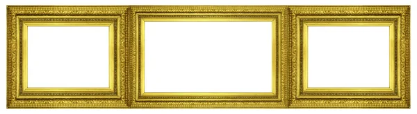 白い背景に隔離された絵画 写真のためのトリプルゴールデンフレーム 三つ編み — ストック写真