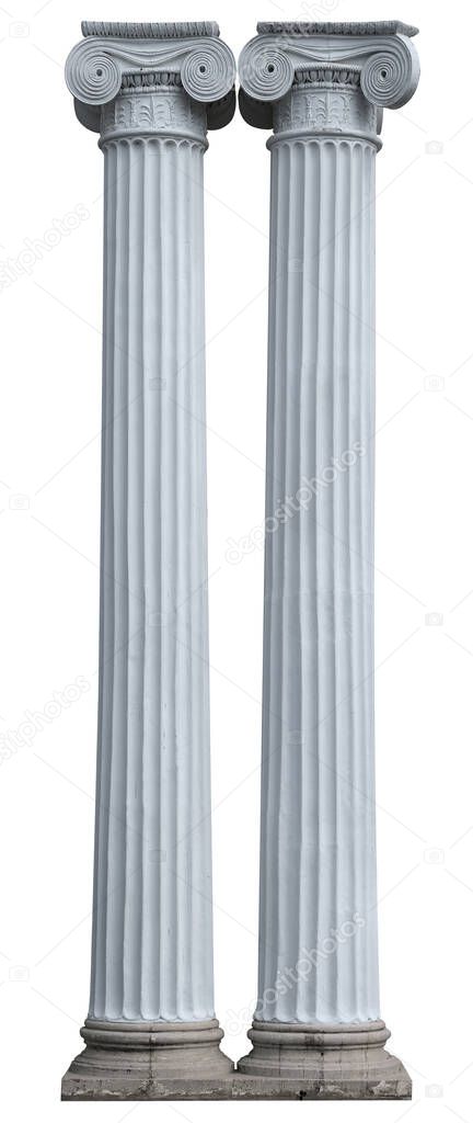 Marble corinthian column on a white background. Design element with clipping path