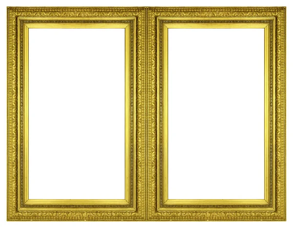 白い背景に孤立した絵画 写真のための二重黄金のフレーム — ストック写真