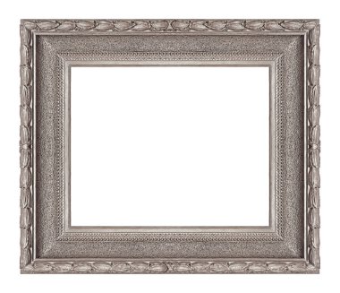 Beyaz arka planda izole edilmiş resimler, aynalar ya da fotoğraf için gümüş çerçeve. Kırpma yolu ile tasarım ögesi