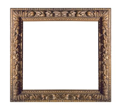 Beyaz arkaplanda izole edilmiş resimler, aynalar veya fotoğraf için altın çerçeve