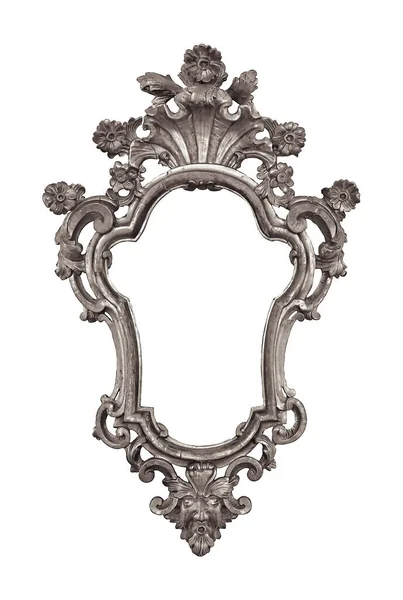 Zilveren Frame Voor Schilderijen Spiegels Foto Geïsoleerd Witte Achtergrond Ontwerpelement — Stockfoto